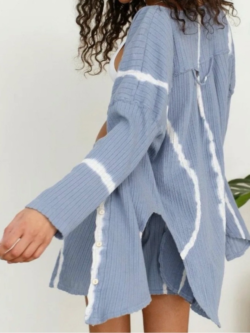 FP | Little Dream Dusty Blue Tie Dye Top & Botton Ribbed Two-Piece Lounge Set